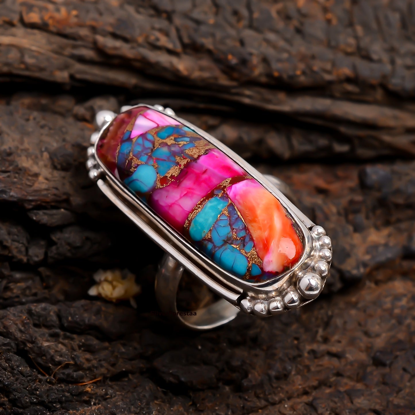 Purple Copper Mohave Turquoise Women's Ring – Handcrafted Elegance"