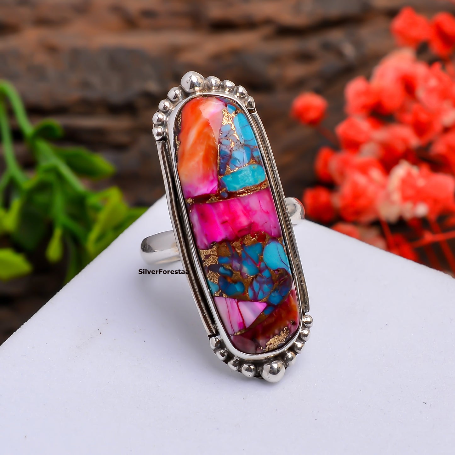 Purple Copper Mohave Turquoise Women's Ring – Handcrafted Elegance"