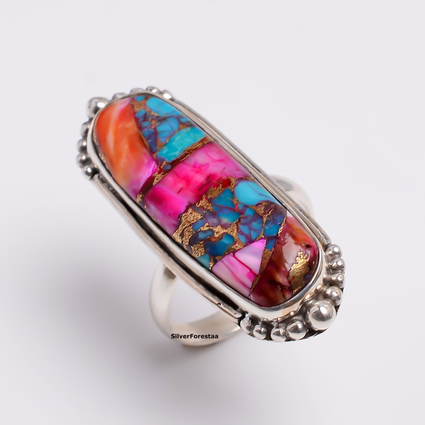Purple Copper Mohave Turquoise Women's Ring – Handcrafted Elegance"