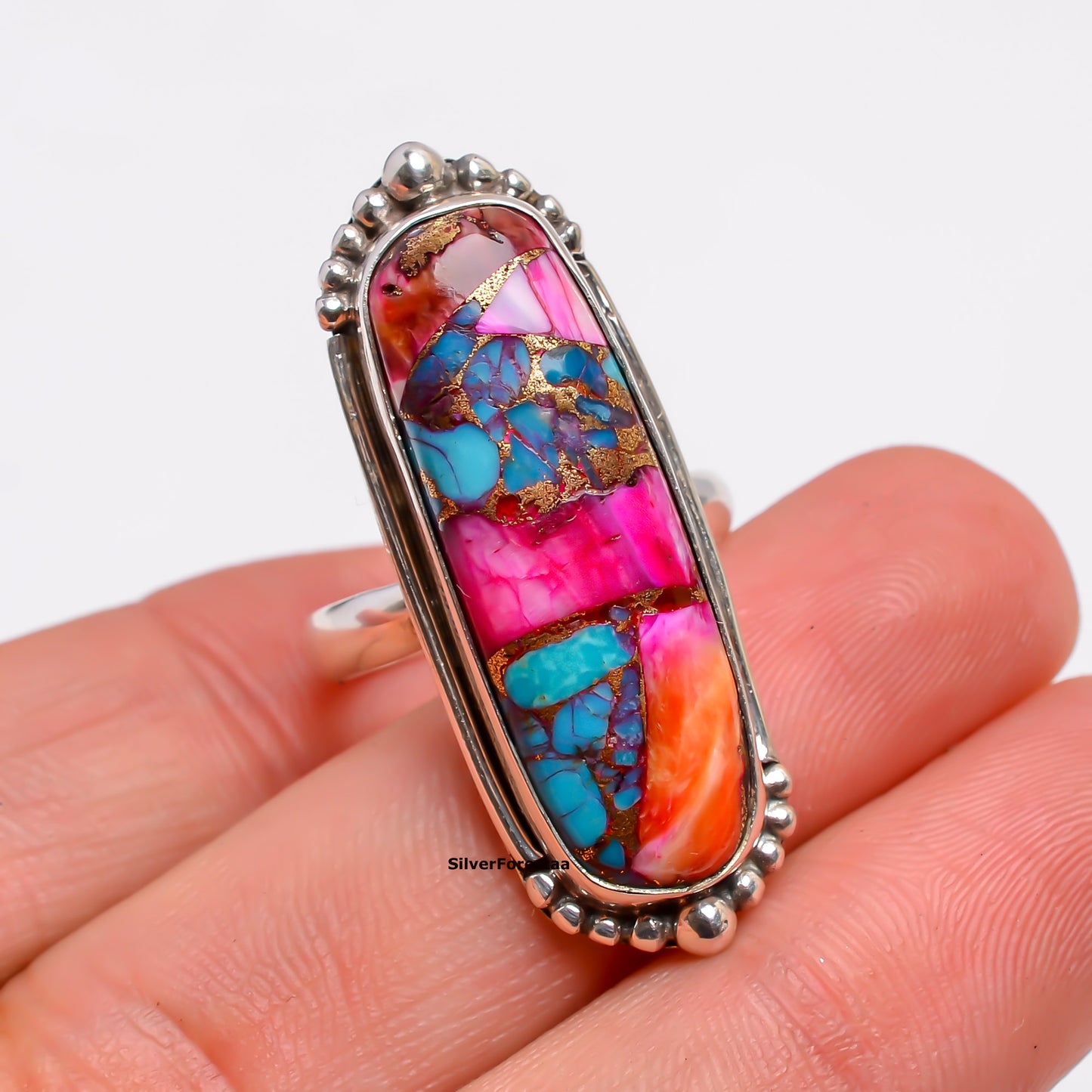 Purple Copper Mohave Turquoise Women's Ring – Handcrafted Elegance"