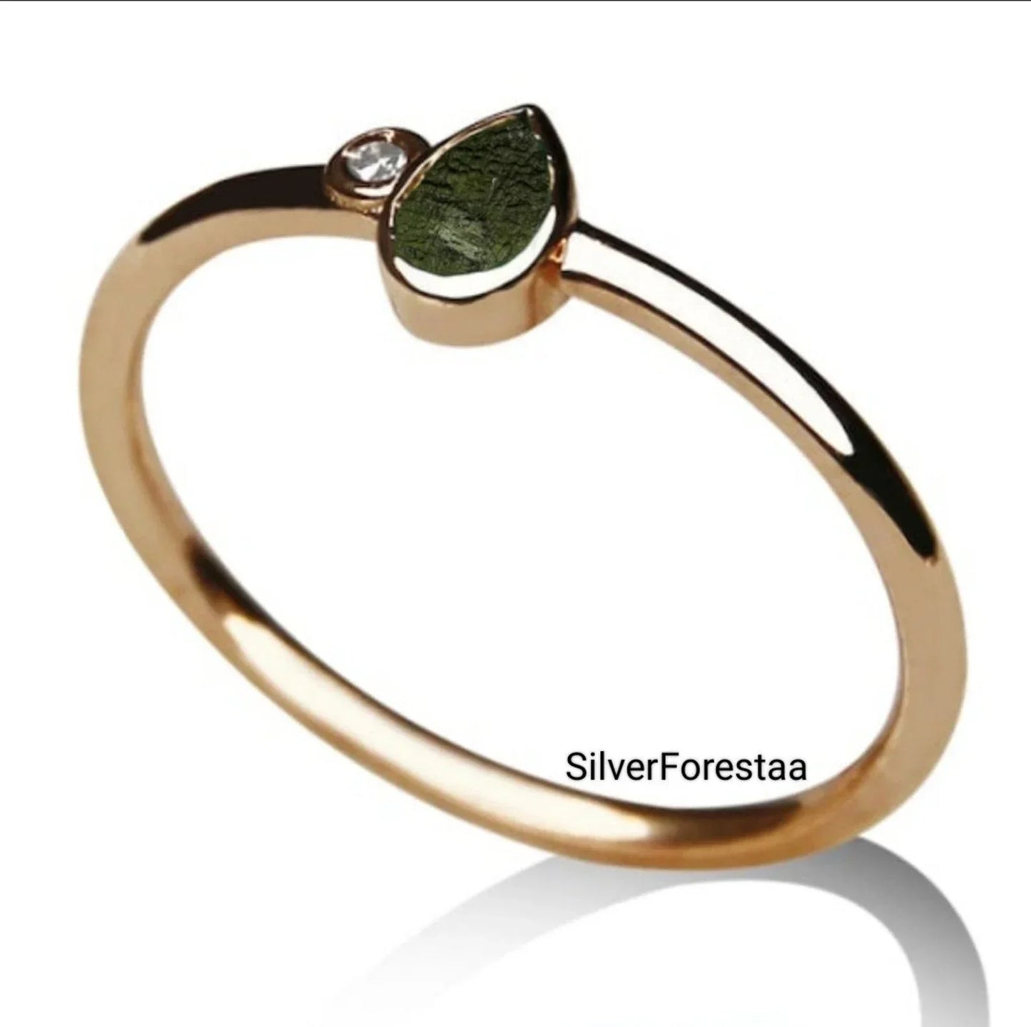 Natural Moldavite Silver Ring - SILVERFORESTAA