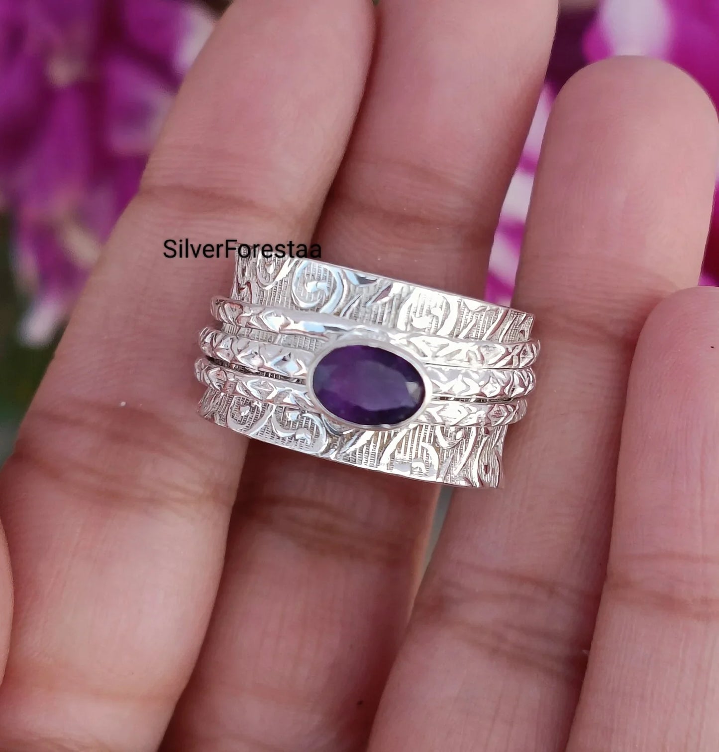 Amethyst Ring (Spinner Ring) - SILVERFORESTAA