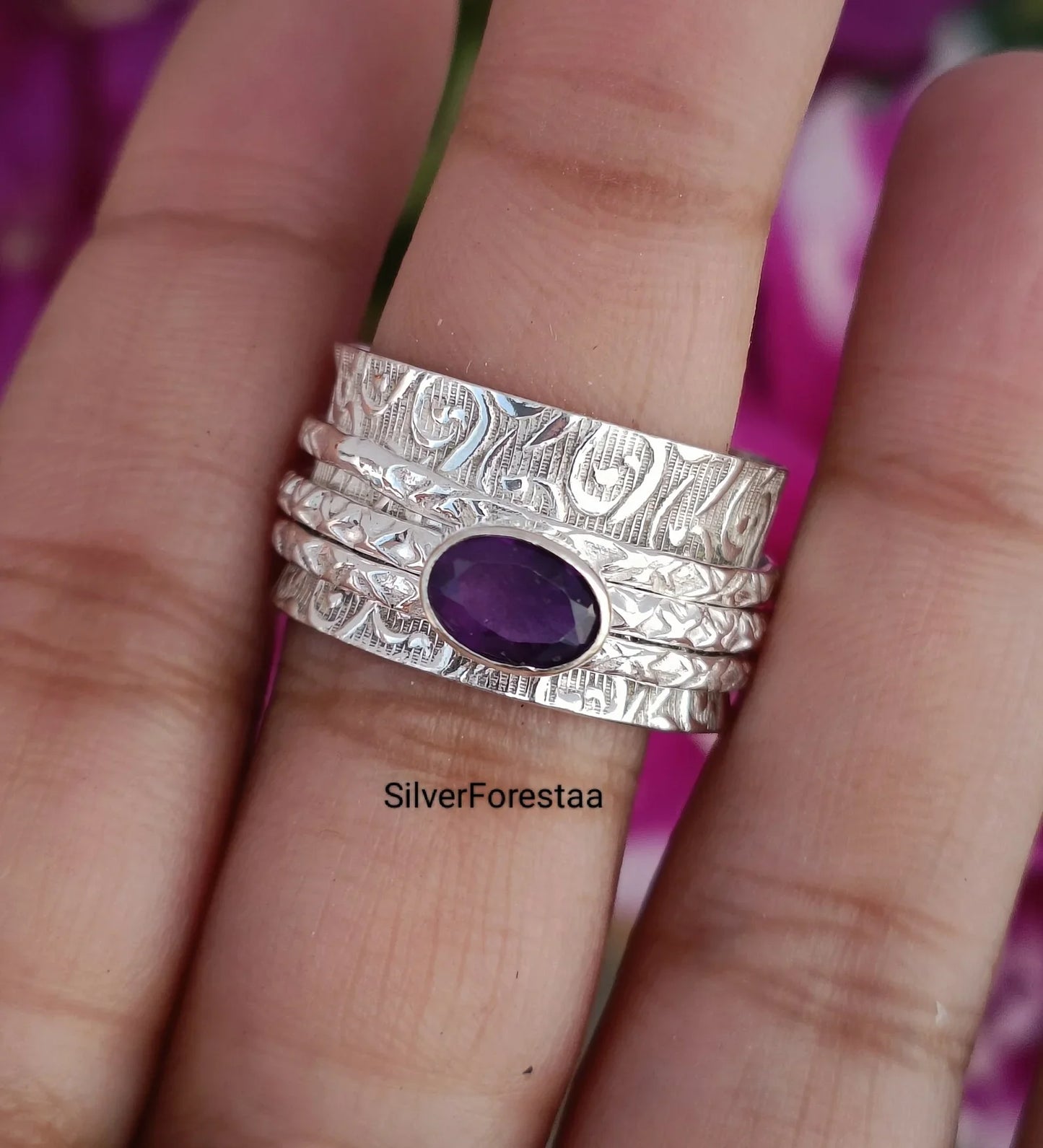 Amethyst Ring (Spinner Ring) - SILVERFORESTAA