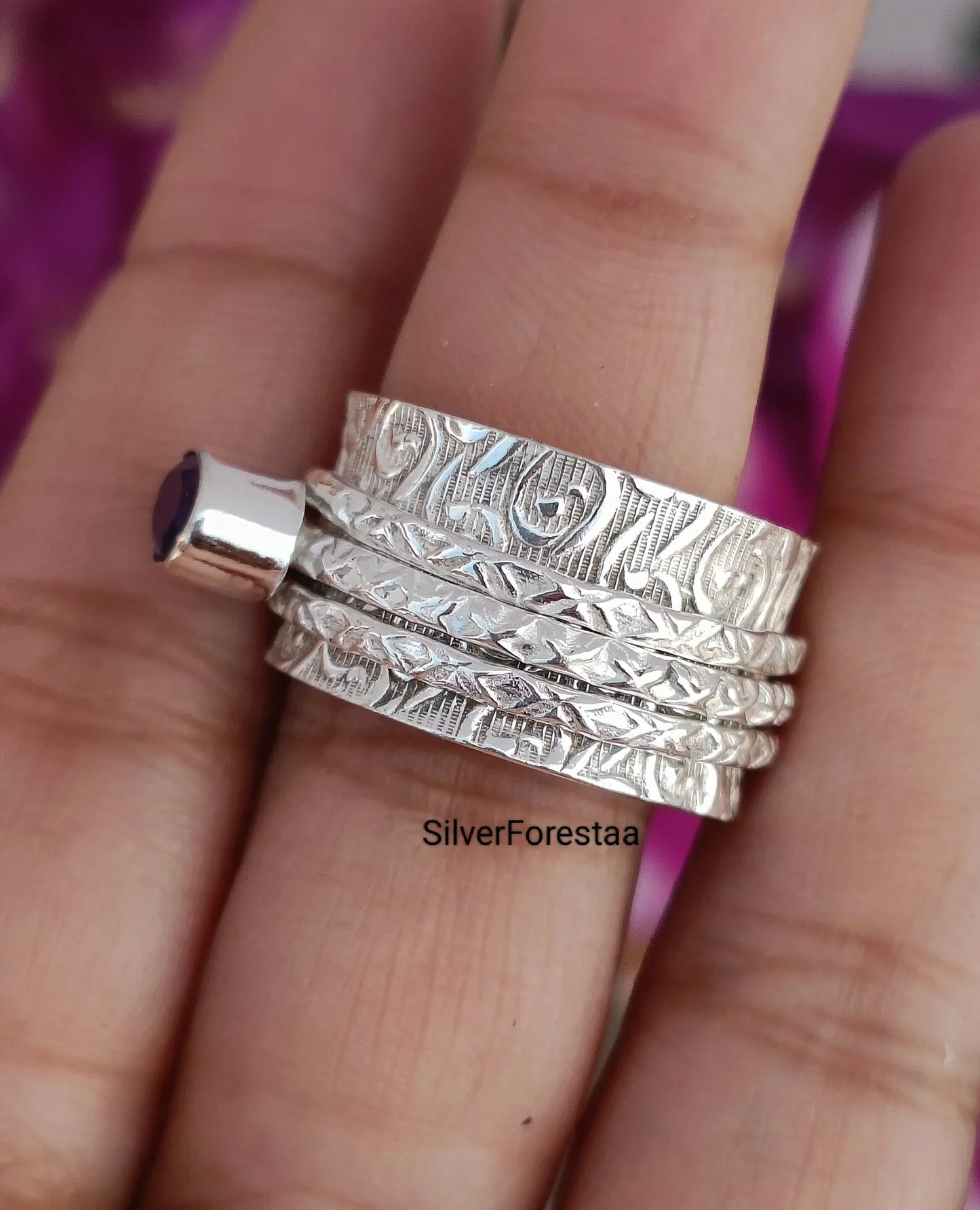 Amethyst Ring (Spinner Ring) - SILVERFORESTAA