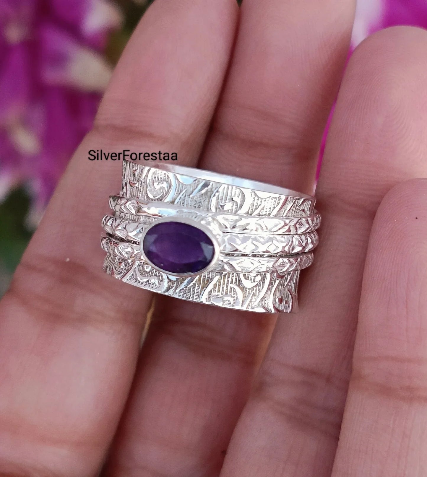 Amethyst Ring (Spinner Ring) - SILVERFORESTAA