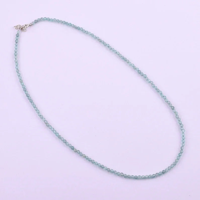 Aquamarine Beaded Necklace - SILVERFORESTAA