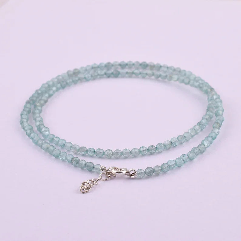 Aquamarine Beaded Necklace - SILVERFORESTAA