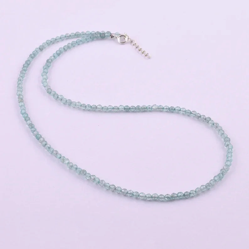 Aquamarine Beaded Necklace - SILVERFORESTAA