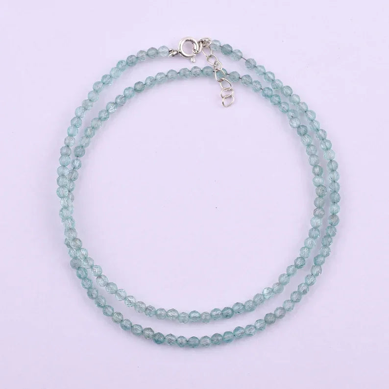 Aquamarine Beaded Necklace - SILVERFORESTAA