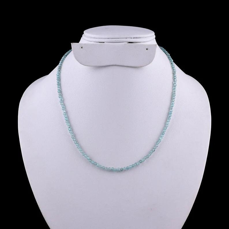 Aquamarine Beaded Necklace - SILVERFORESTAA