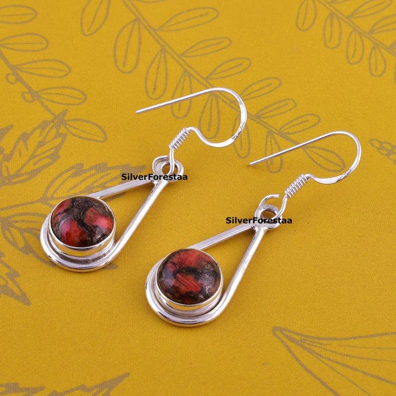 Natural Copper Turquoise Earring - SILVERFORESTAA