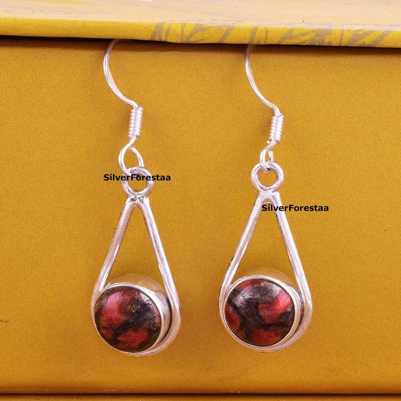 Natural Copper Turquoise Earring - SILVERFORESTAA
