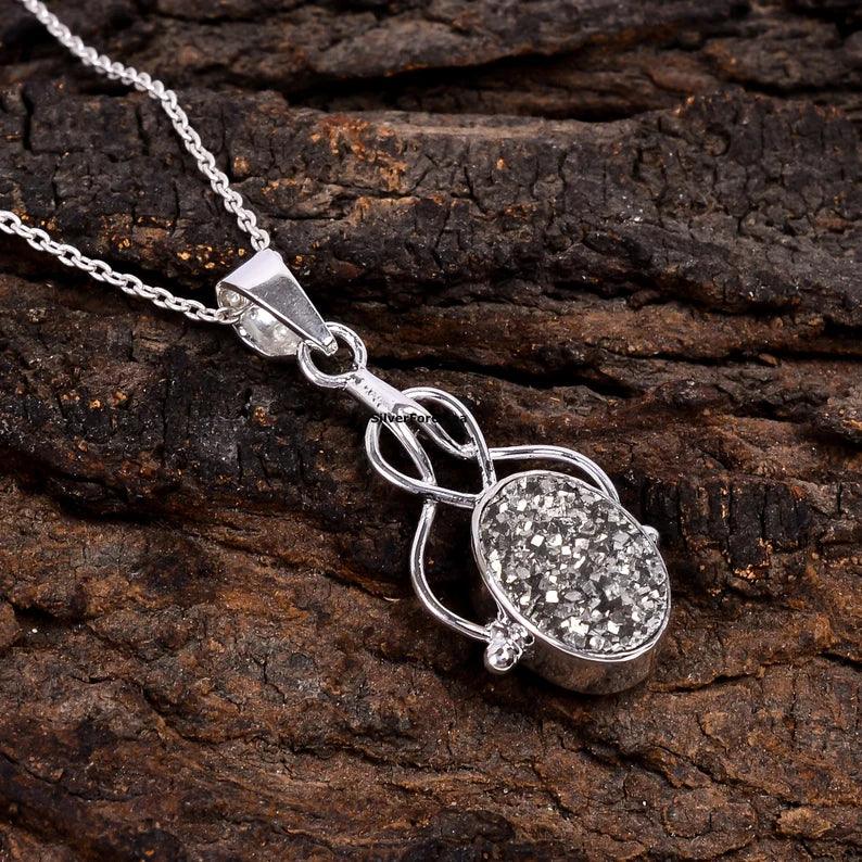 Golden Pyrite Minimalist Necklace - SILVERFORESTAA