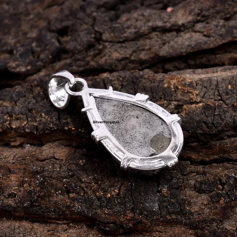 Raw Pyrite Silver Pendant Necklaces - SILVERFORESTAA