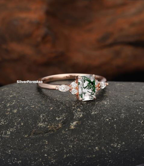 Nature’s Gem – Moss Agate Ring in Solid Sterling Silver