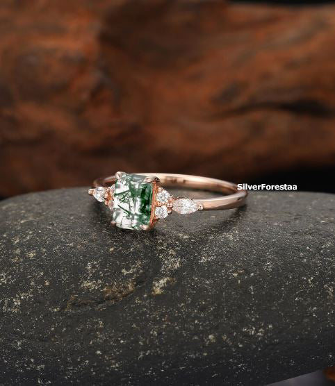Nature’s Gem – Moss Agate Ring in Solid Sterling Silver