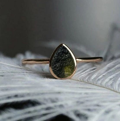 Rare Moldavite Silver Ring – Perfect for Crystal Lovers