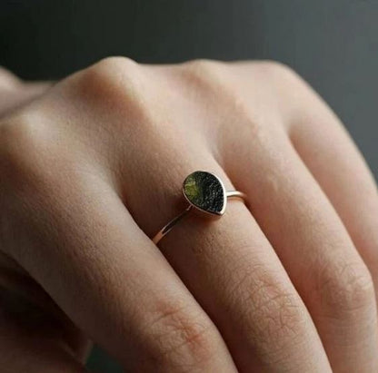 Rare Moldavite Silver Ring – Perfect for Crystal Lovers