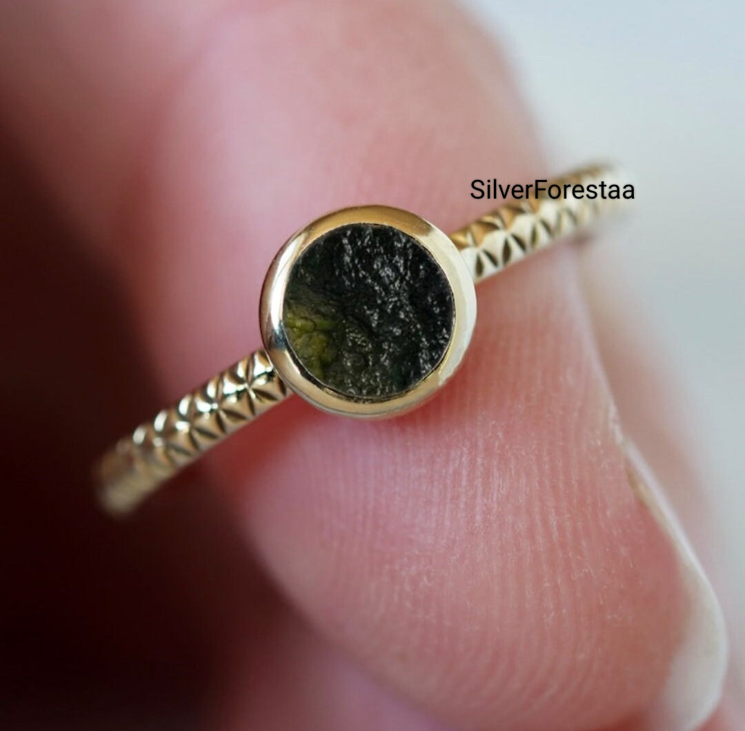 Exclusive Moldavite Silver Ring | Gemstone Jewelry