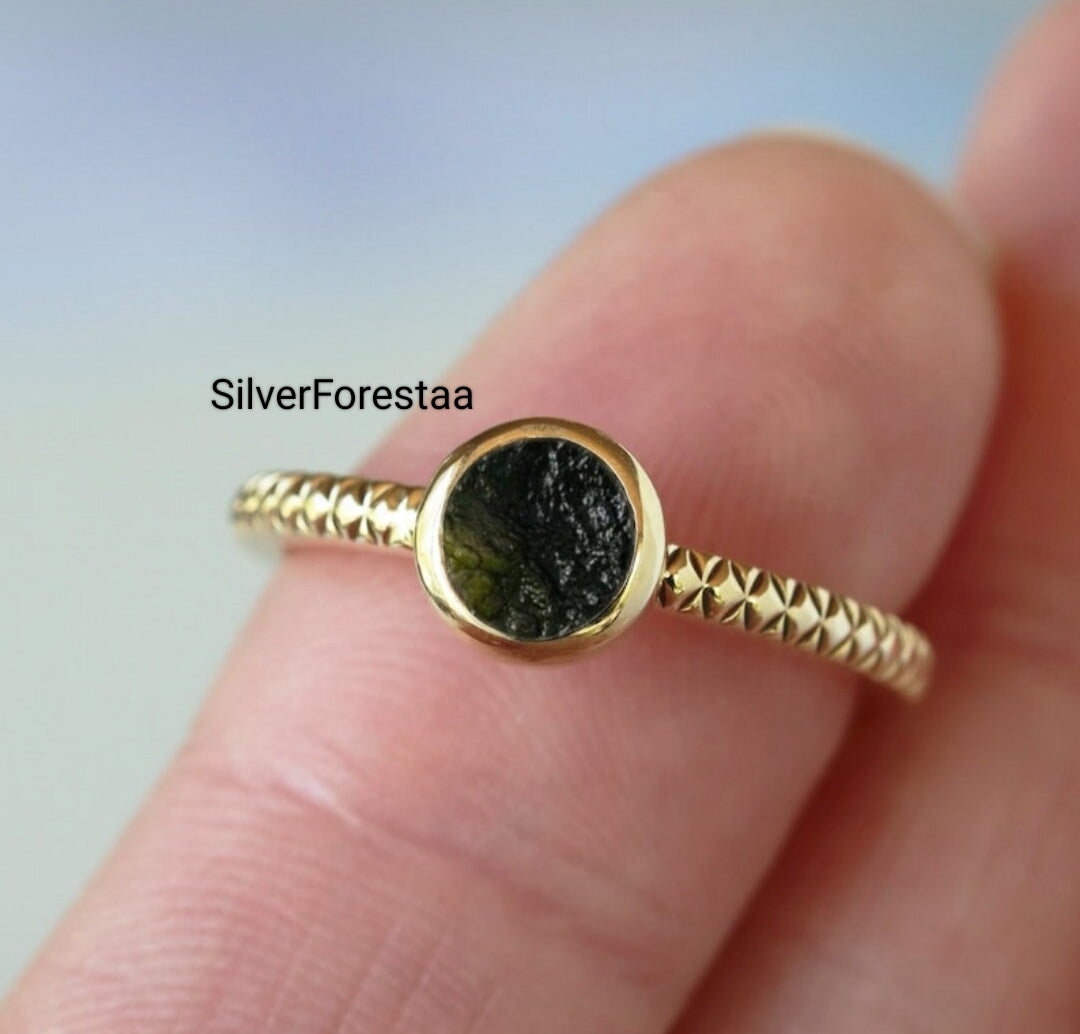 Exclusive Moldavite Silver Ring | Gemstone Jewelry