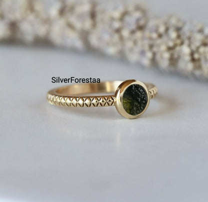 Exclusive Moldavite Silver Ring | Gemstone Jewelry