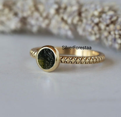 Exclusive Moldavite Silver Ring | Gemstone Jewelry