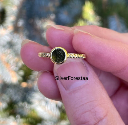 Exclusive Moldavite Silver Ring | Gemstone Jewelry