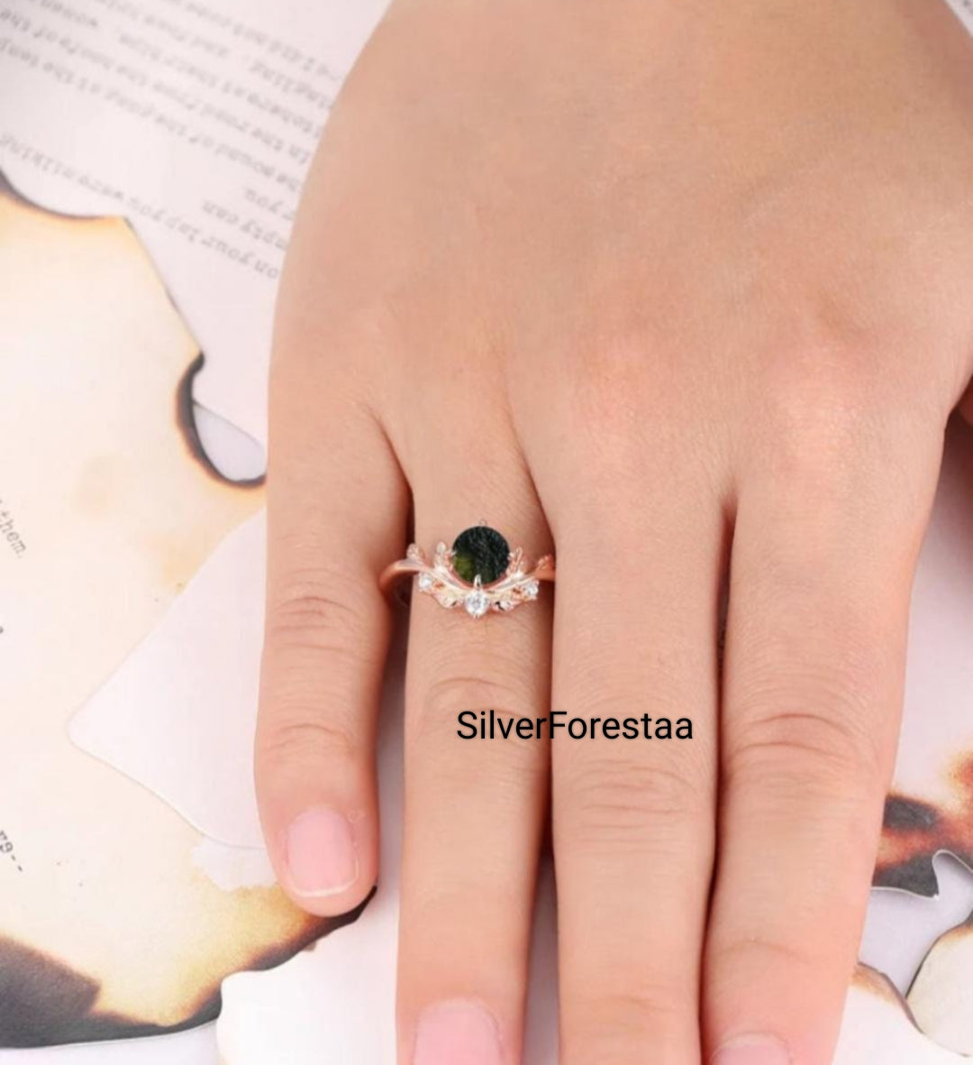 Unique Moldavite Ring in Silver – Nature's Rare Treasure