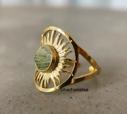 Moldavite Sterling Silver Ring Gemstone Jewelry