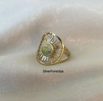 Moldavite Sterling Silver Ring Gemstone Jewelry