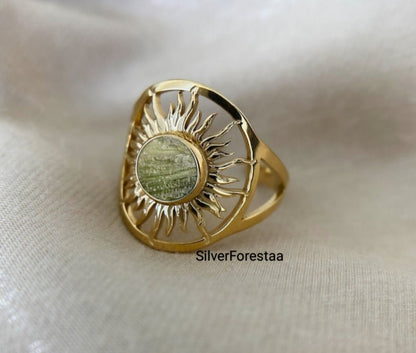 Moldavite Sterling Silver Ring Gemstone Jewelry