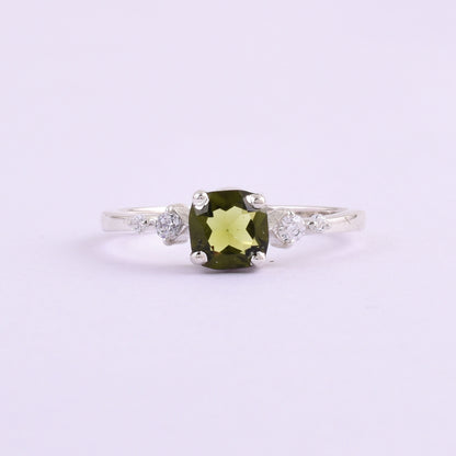 Silverforestaa Moldavite Silver Ring | Exquisite Silver Jewelry