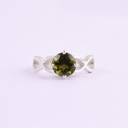 Unique Moldavite Silver Ring | Luxury Handmade Jewelry