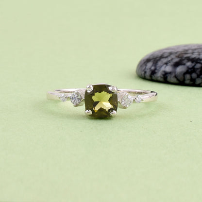 Silverforestaa Moldavite Silver Ring | Exquisite Silver Jewelry