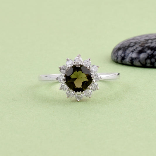 Premium Moldavite Silver Ring | Silverforestaa Collection