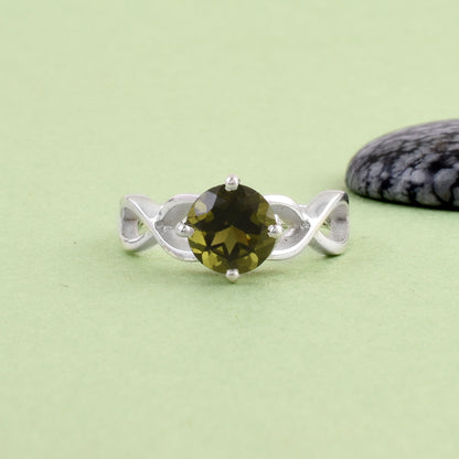 Unique Moldavite Silver Ring | Luxury Handmade Jewelry