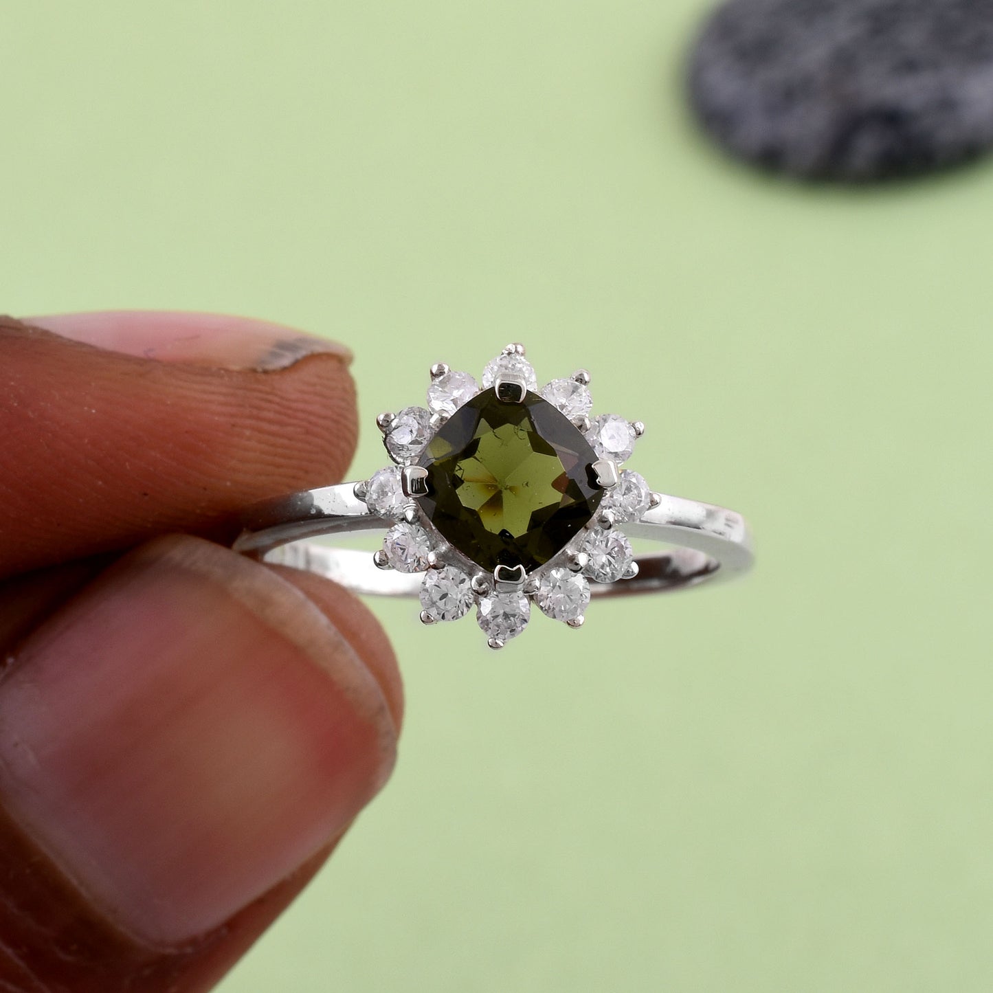 Premium Moldavite Silver Ring | Silverforestaa Collection