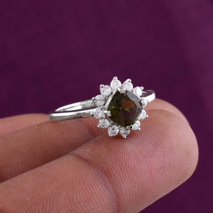 Premium Moldavite Silver Ring | Silverforestaa Collection