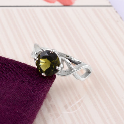 Unique Moldavite Silver Ring | Luxury Handmade Jewelry