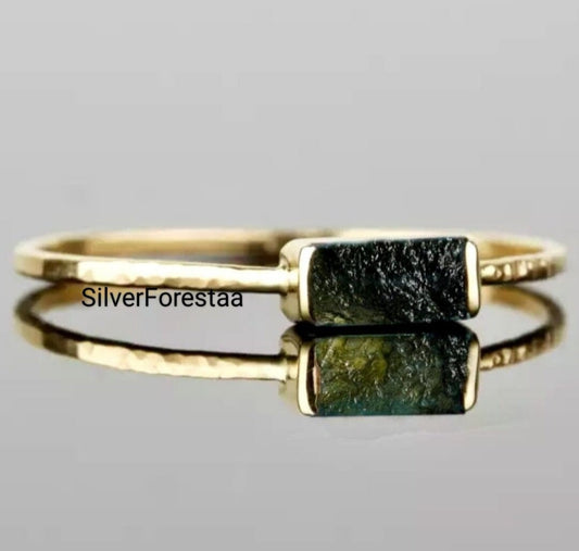 Raw Moldavite Gemstone Rings