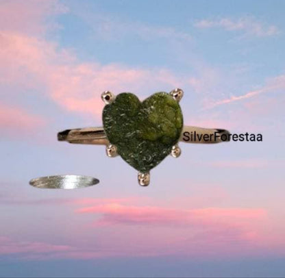 Moldavite 925 Silver Rings Jewellery