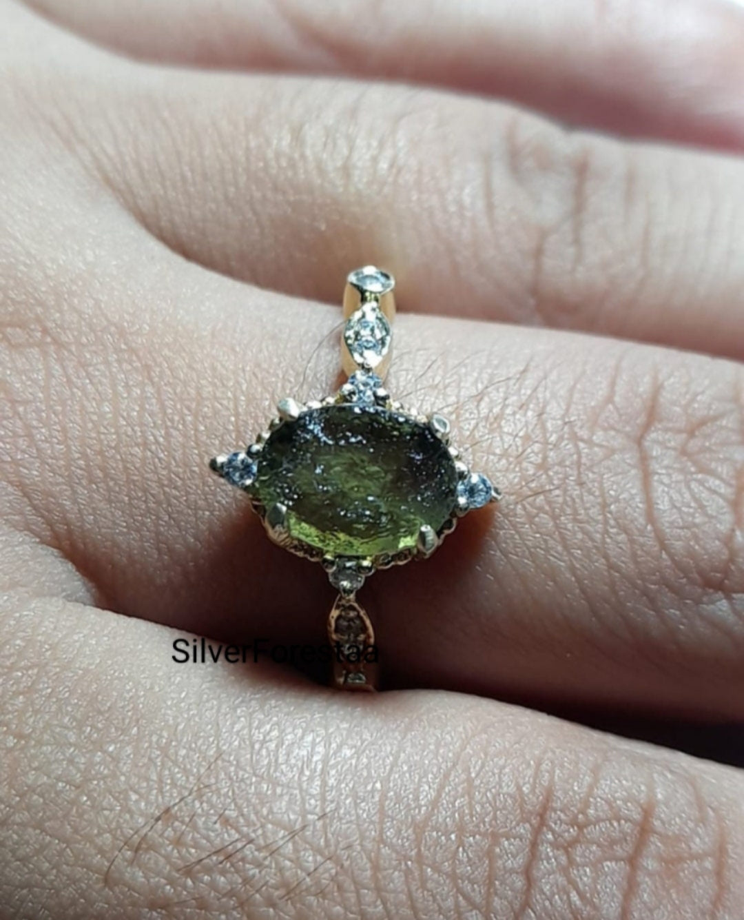 Silverforestaa Moldavite Silver Ring