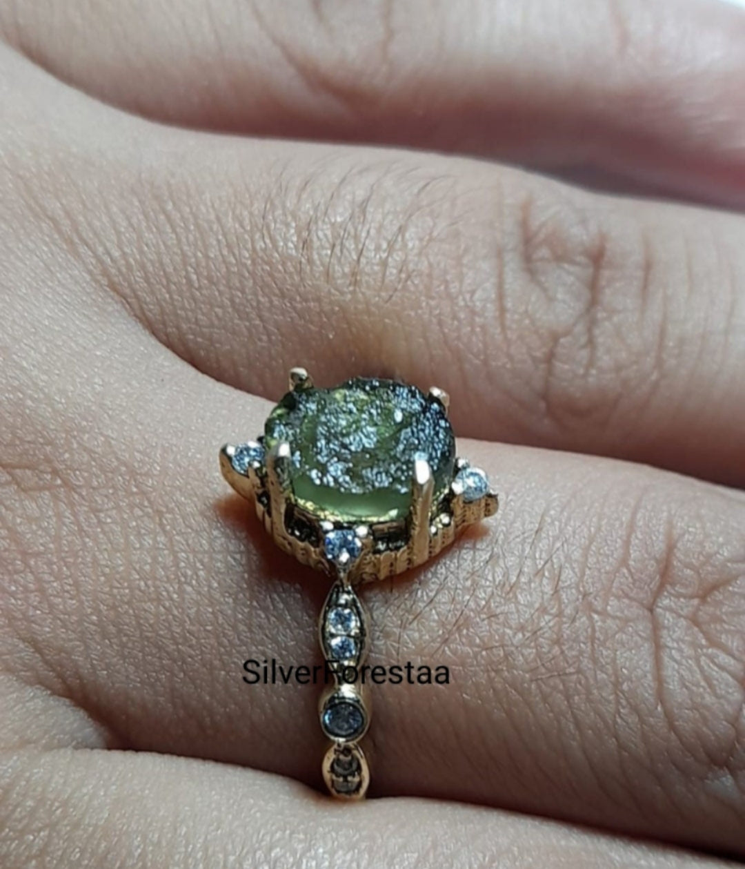 Silverforestaa Moldavite Silver Ring