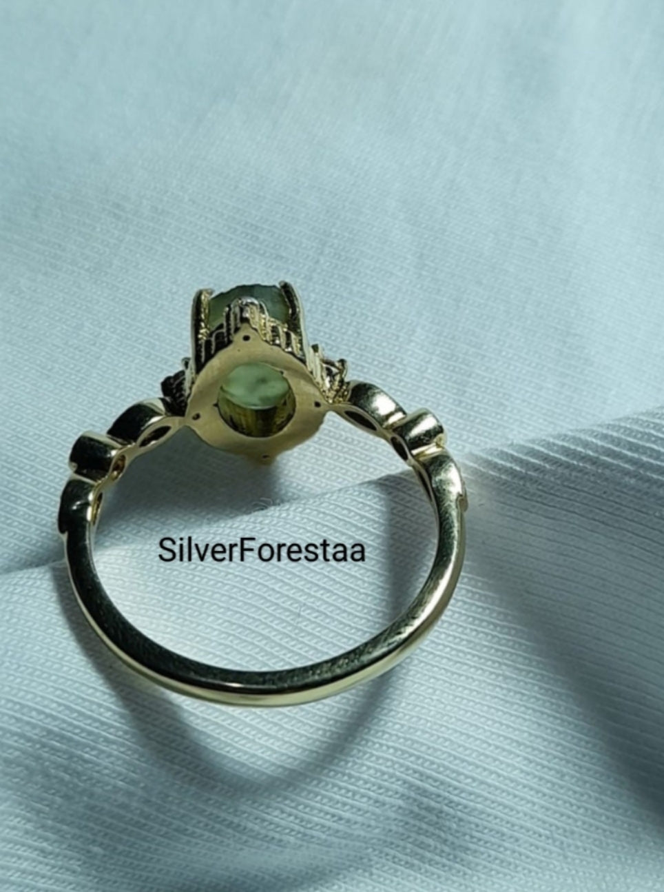 Silverforestaa Moldavite Silver Ring