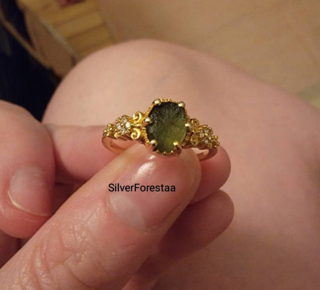 Handcrafted Moldavite Silver Ring | Silverforestaa