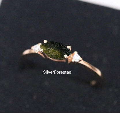 Unique Moldavite Ring in Silver – Nature's Rare Treasure