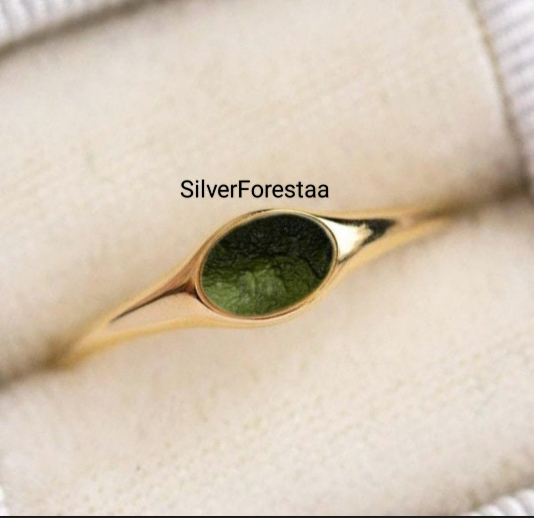 Moldavite Silver Ring – Rare Gemstone in Sterling Silver