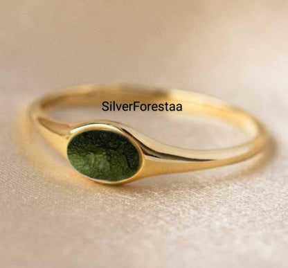 Moldavite Silver Ring – Rare Gemstone in Sterling Silver