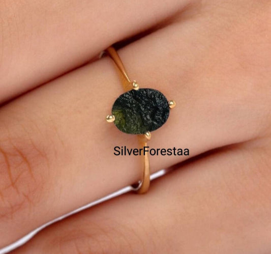 Authentic Moldavite Silver Ring