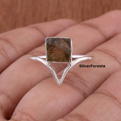 Moldavite Meteorite Ring | Handmade Silver Jewelry